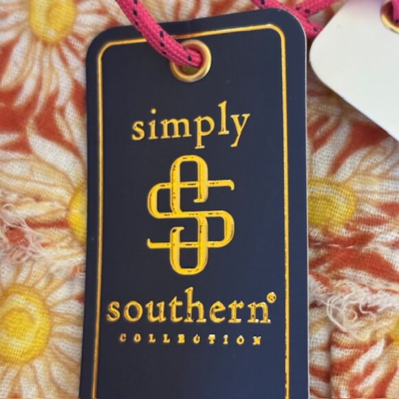 NWT Simply Southern Sunflower Print Long Sleeve Button Front Peplum Crop Top LG - Picture 10 of 11